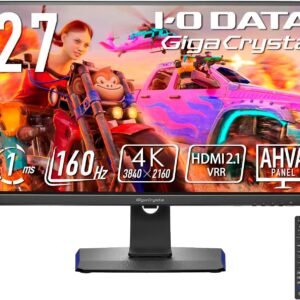 アイ・オー・データ IODATA ゲーミングモニター 27インチ GigaCrysta 160Hz 1ms AHVAパネル (HDMI2.1/4K/PS5/HDMI×2/DisplayPort×1/USB-C×1/高さ調整/縦横回転/スピーカー付/リモコン付/) EX-GCU271HXAB