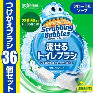 スクラビングバブル (Scrubbing Bubbles) 流せるトイレブラシ フローラルソープの香り 付け替え用 (36個) 掃除 洗剤 使い捨て シート 道具 用具 黒ずみ まとめ買い