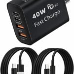 タイプc 充電器 USB Type-C 充電器 合計 PD40W 急速充電 GaNIII技術対応 USB-A & Type-C コンセント式電源アダプター 搭載iPhone 17air/pro max/16/15/14/13/SE3 iPad、Android/タブレット (b黒2m2m, 40w)