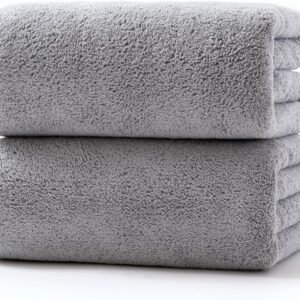 バスタオル [Lumimi 2枚セット ライトグレー 70*140cm ] ふわふわ 大判 吸水速乾 ホテル仕様 柔らか肌触り エステタオル 業務用 サロンタオル お風呂上がり耐久性 バス用品